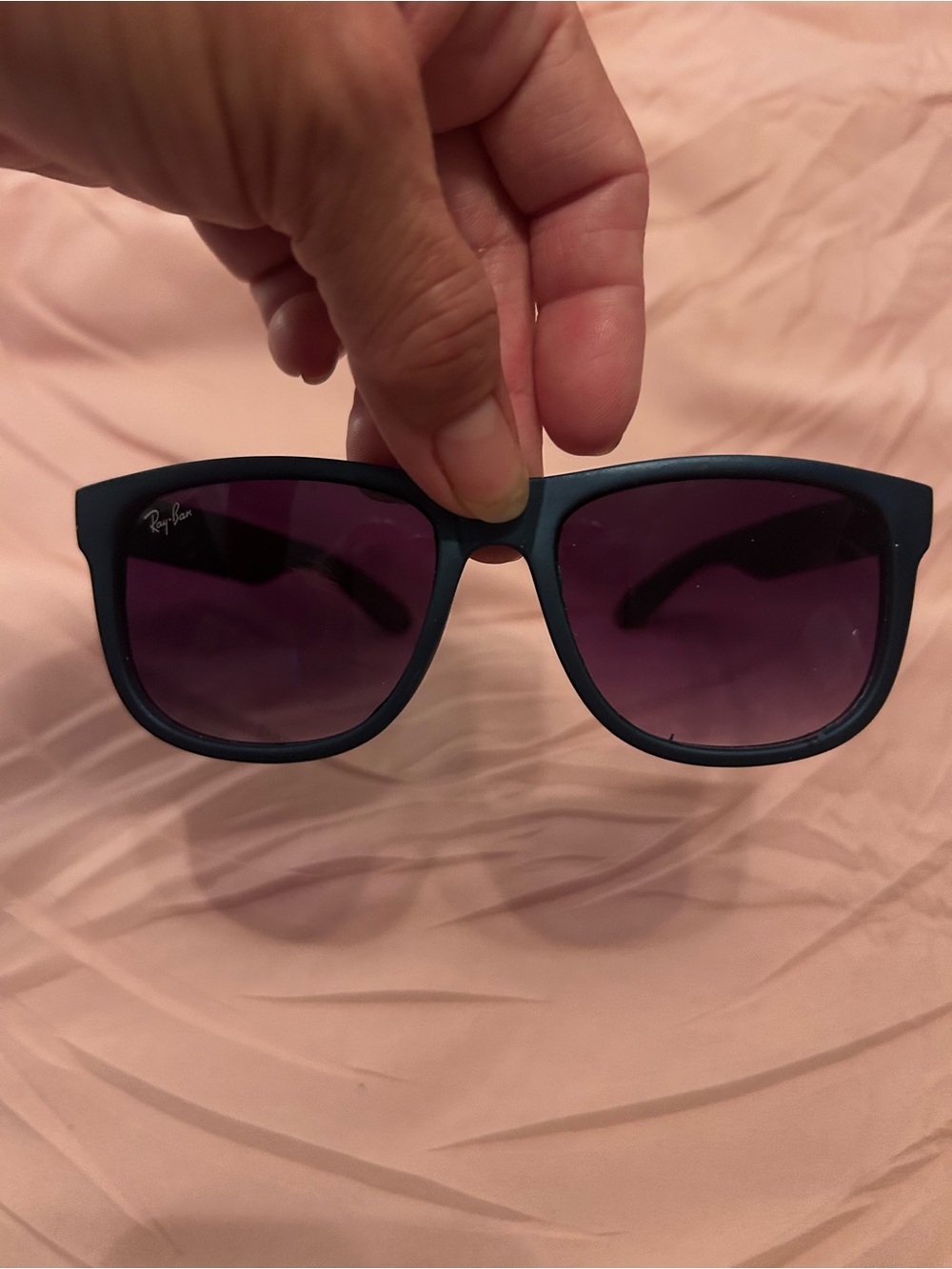 Ray-Ban Justin Matte Navy Blue rubber Rectangular Sunglasses - Picture 4 of 10